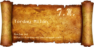 Torday Milán névjegykártya